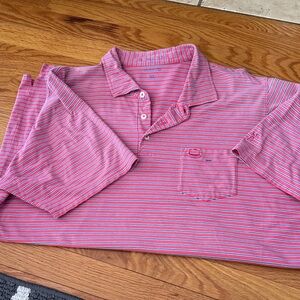 B Draddy Classic Pink Striped Polo Shirt